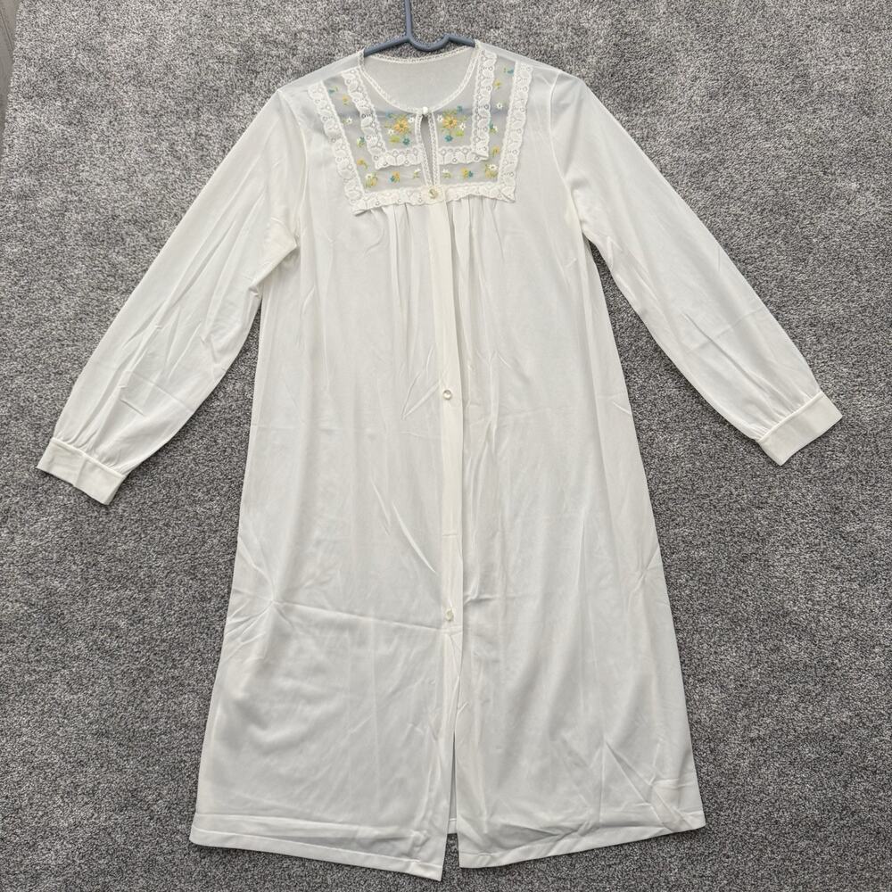 Vintage 70s Nightgown Medium Prairie Lace Embroidery Sheer Cottagecore Romantic